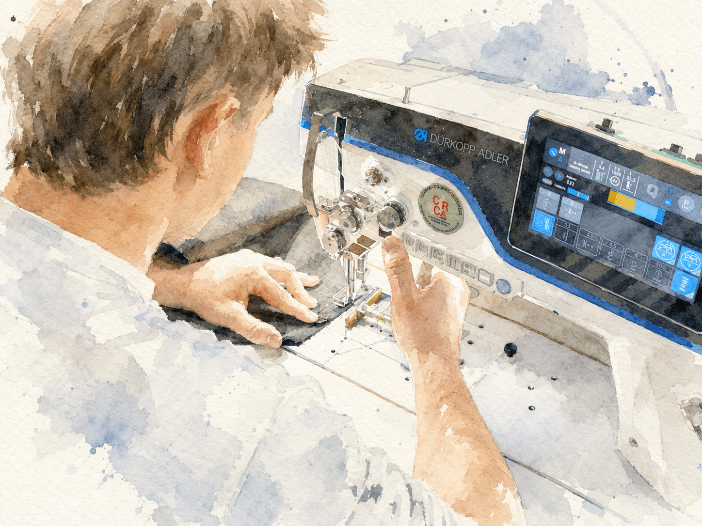 Couture de précision sur machine industrielle avec interface numérique